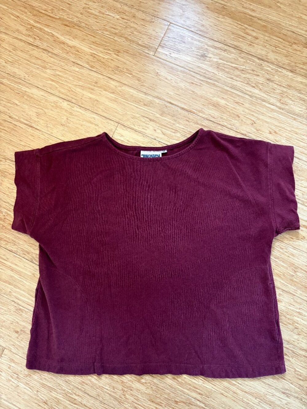 Jungmaven Taos Hemp Cotton Boxy Crop Top Hidden Pockets Midweight Deep Purple M